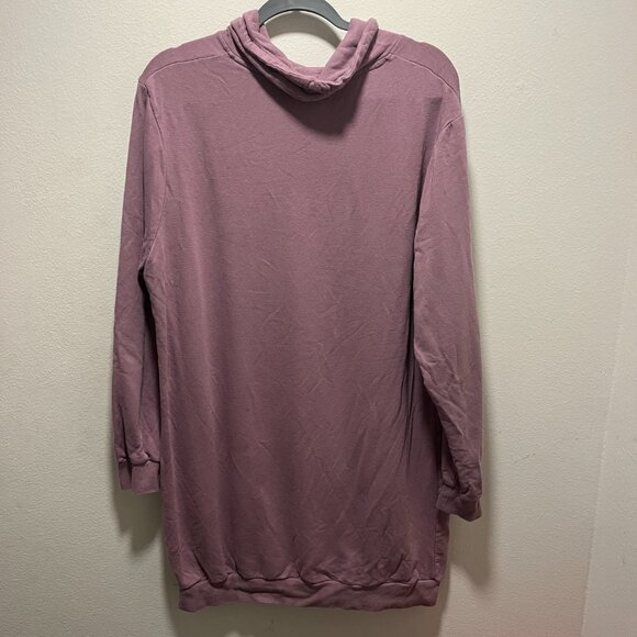 Woman's XL SERRA Pull on "Good Vibes On Mock Turtle Sweatshirt- Long Knee Length - Picture 3 of 7